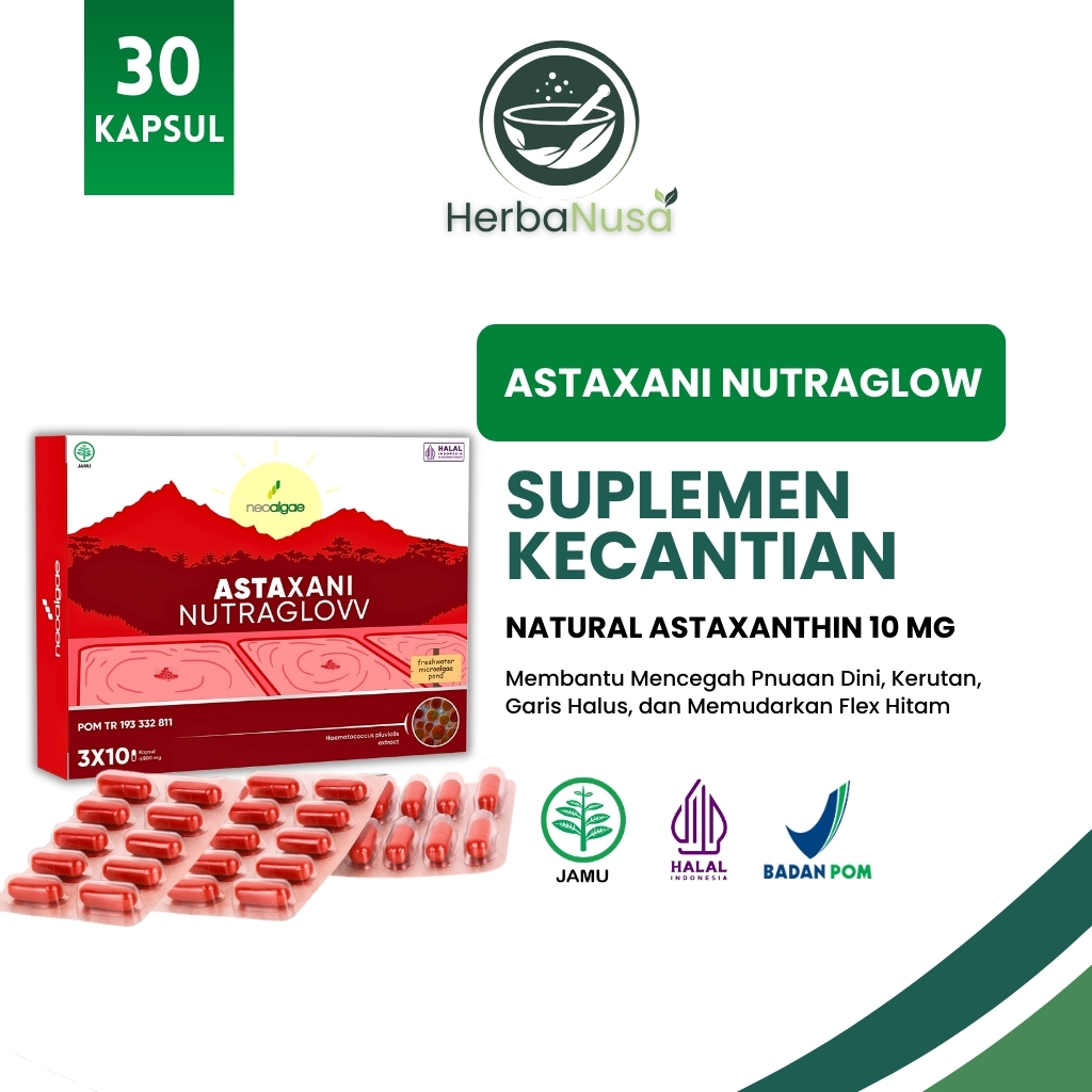 Astaxani Nutraglow Extract Astaxanthin 10 Mg Mencegah Penuaan Dini Nutrisi Kulit Suplemen Kecantikan