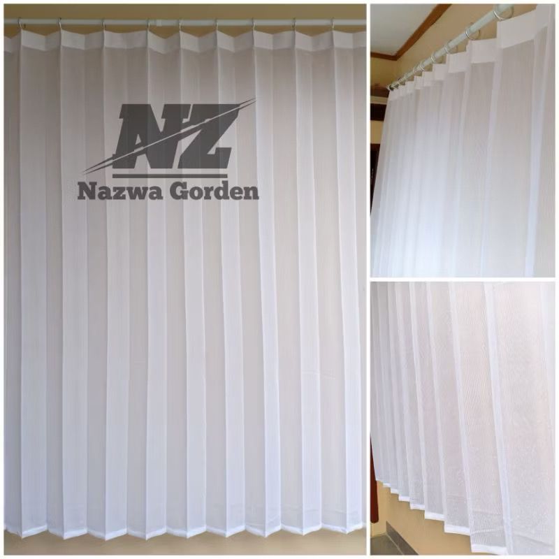Gorden Vitrase Poil Polos Putih Gorden Plisket Gorden Lapisan Dalam Gorden Tipis Import