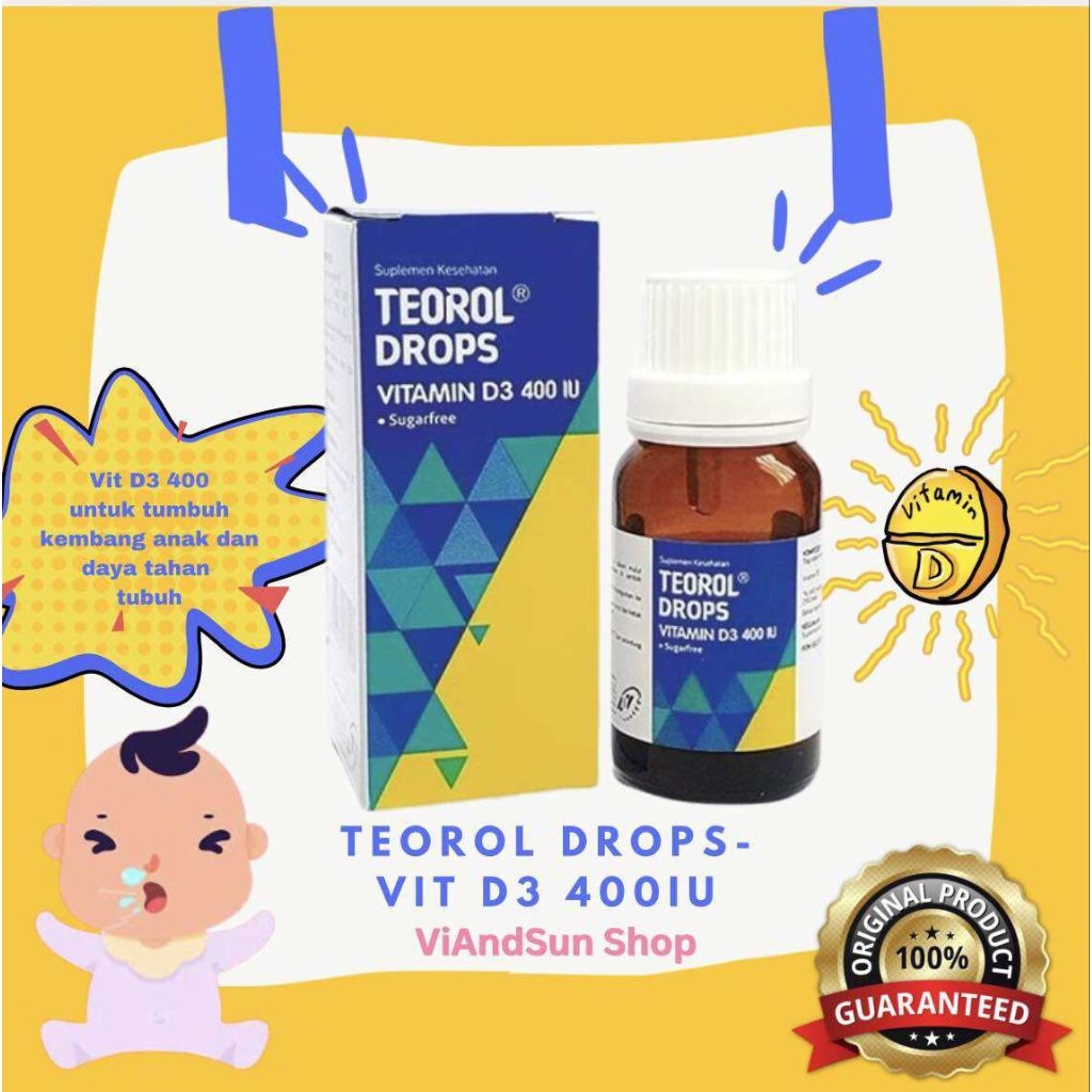 TEOROL DROPS 12,5 ML - Vitamin D3 Teorol Drops Vitamin D3 400 IU Suplemen Vitamin D