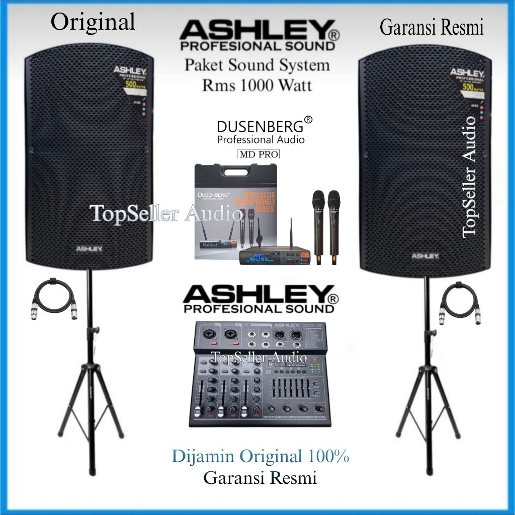 Promo Paket Sound System Ashley Karaoke Speaker Aktif AR500 Premium Original Mixer Ashley 4 Channel 