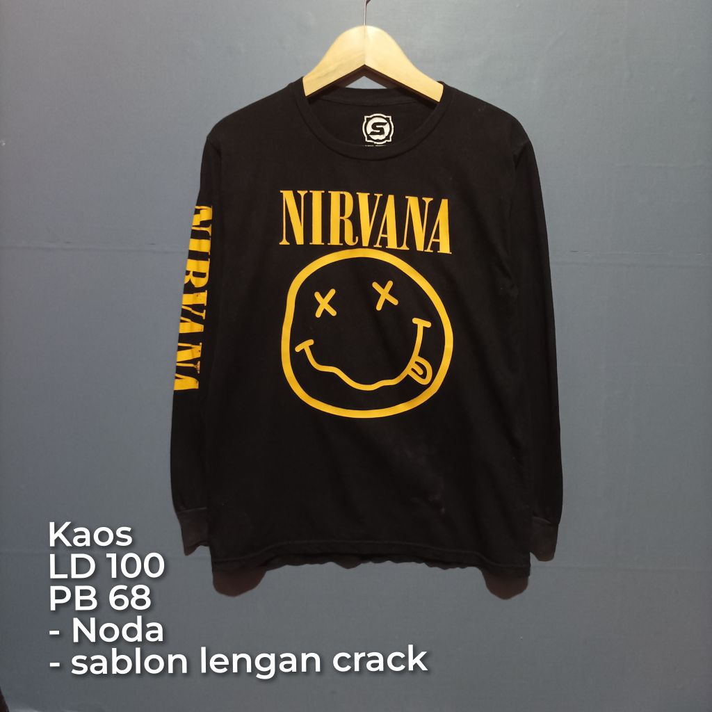 kaos crewneck second sablon NIRVANA| kaos lengan panjang bekas pakai