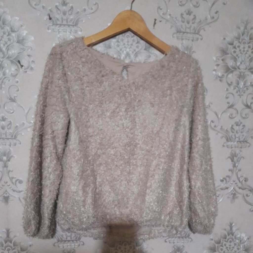 Fuzzy bulu wanita Rajut fuzzy Fuzzy bulu premium Atasan fuzzy bulu Fuzzy bulu halus