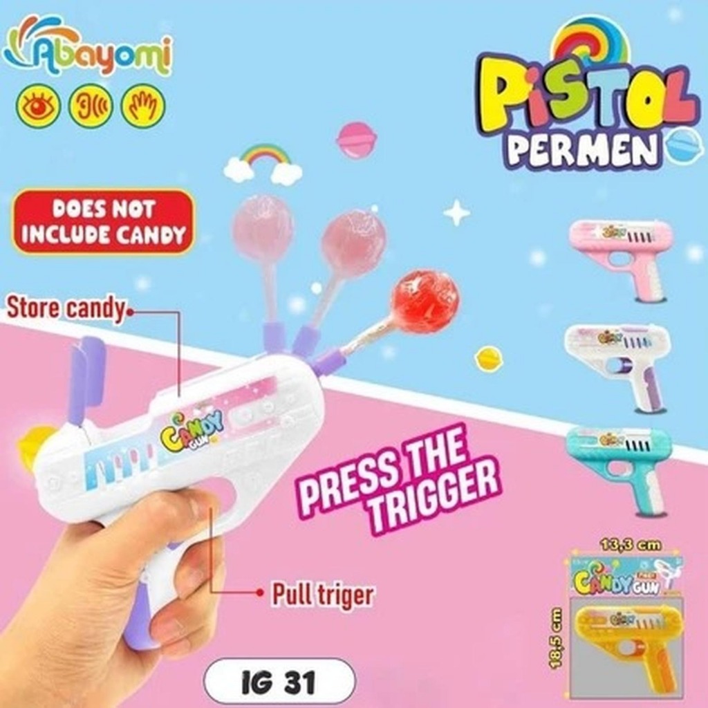 Mainan TEMBAKAN PERMEN Mainan Baru Candy Gun Kotak Penyimpanan Permen Lollipop Gun