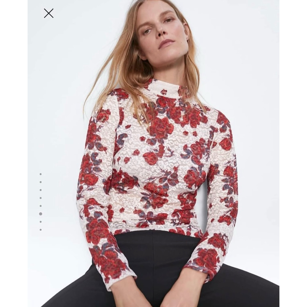atasan zara motif bunga
