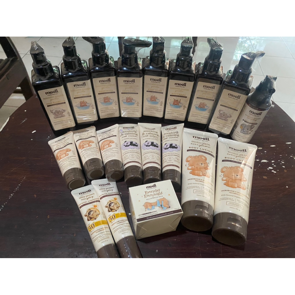 Moell Face Cream | Body Wash | Lotion | Hair Lotion | Set Sabun Shampoo SLS Free | Multipurpose Balm