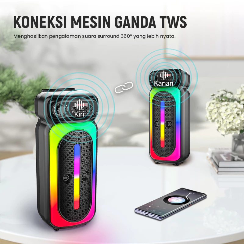MAIKET Speaker Bluetooth Karaoke Besar Super Bass 8 Inch Polytron Protable Wireless Salon Aktif 100%