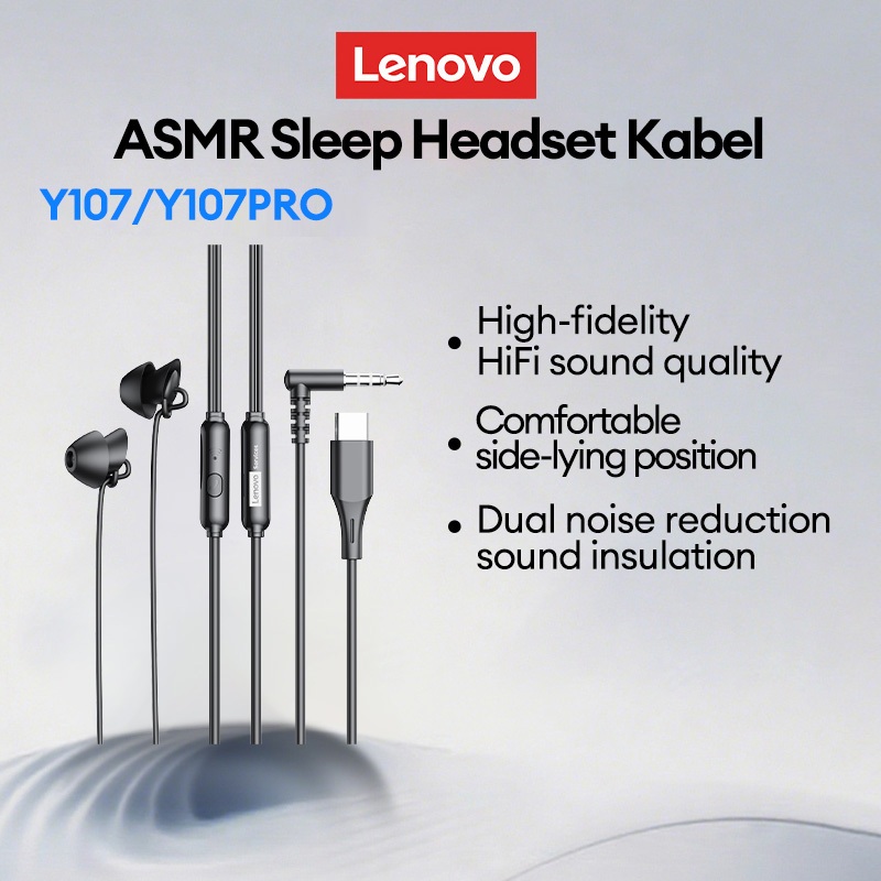 Lenovo Thinkplus Y107/PRO Sleep Wired Headset Handsfree Type-C Mic Double Physical Sound Insulation 