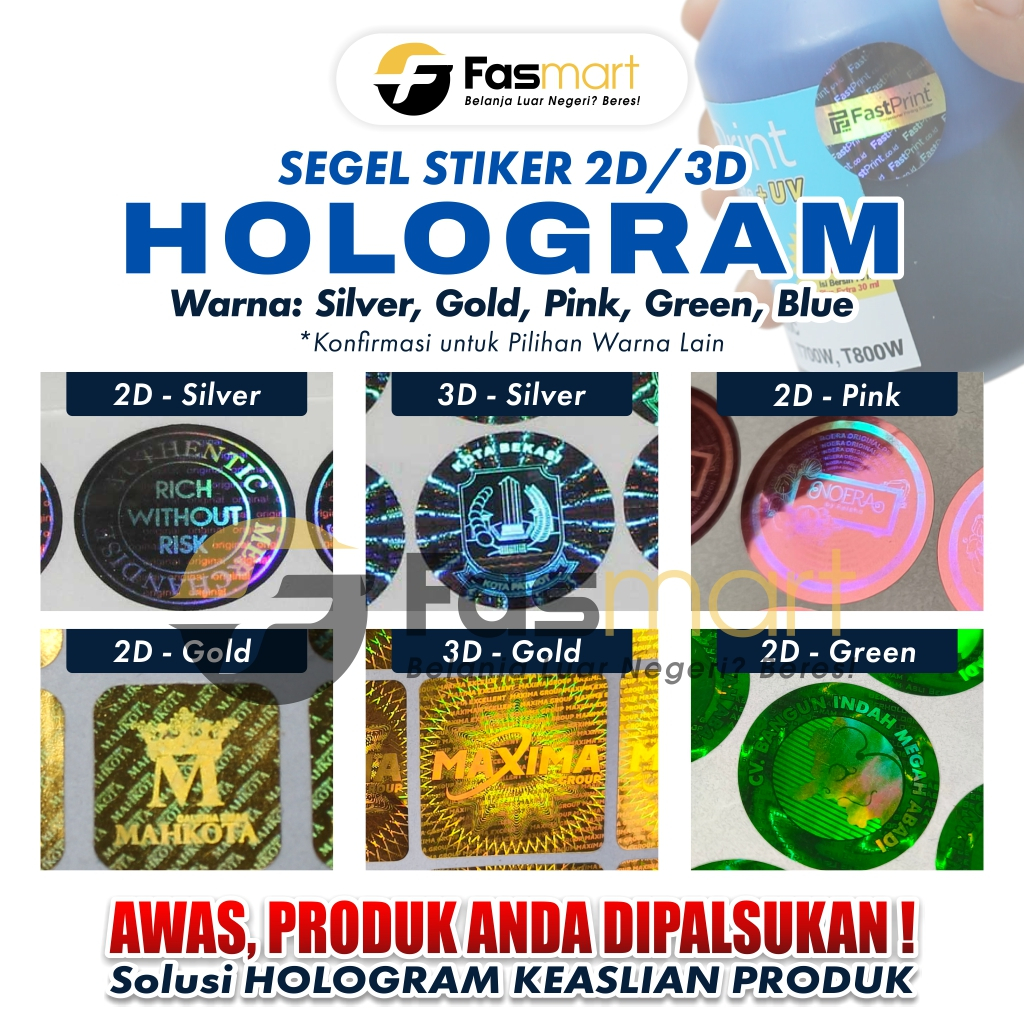 Custom Stiker Segel Hologram Void Produk 2D 3D