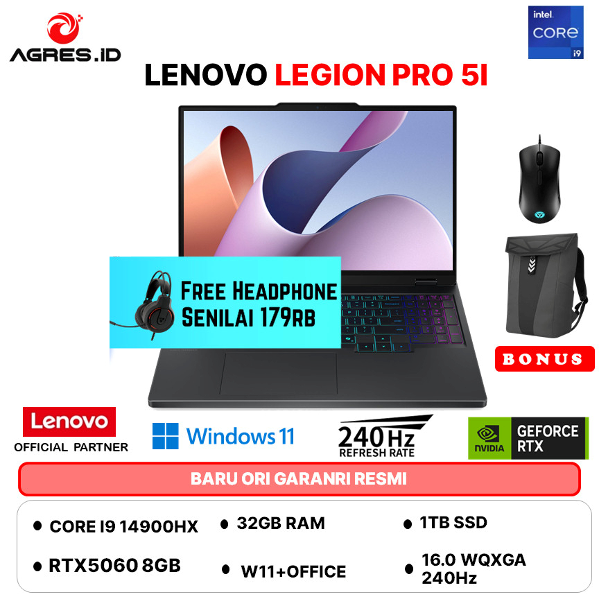 LENOVO LEGION PRO 5I 16 I9 14900HX RTX5060 8GB 32GB 1TB 1TB W11+OHS+M365B 16.0 WQXGA 240Hz -54ID
