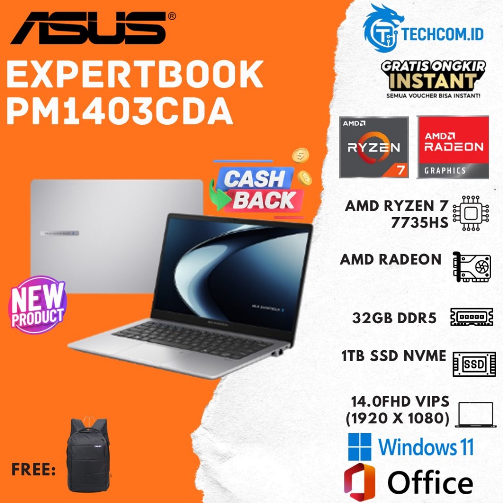 Asus ExpertBook PM1403CDA RYZEN 7 7735HS 32GB 1TB SSD W11+OHS 14.0FHD VIPS