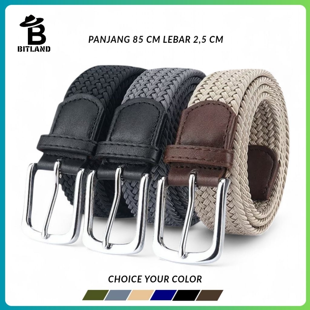BTL- Ikat Pinggang Rajut Pria Wanita Elastis Lebar 2.5 cm Panjang 85 cm Sabuk Fashion Casual SJ-6
