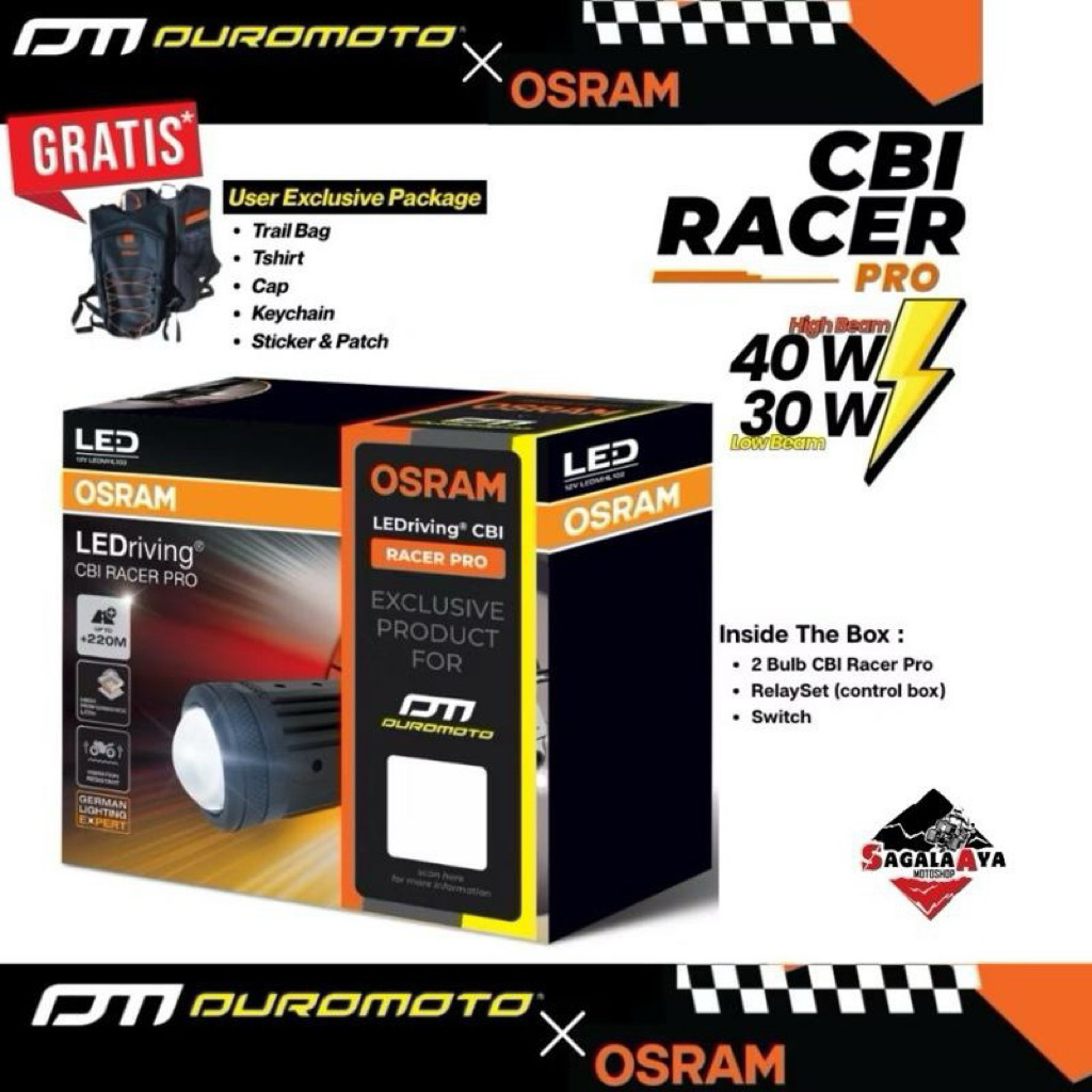 Lampu Tembak Biled CBI Racer pro Duromoto X osram Racer pro Waterproof