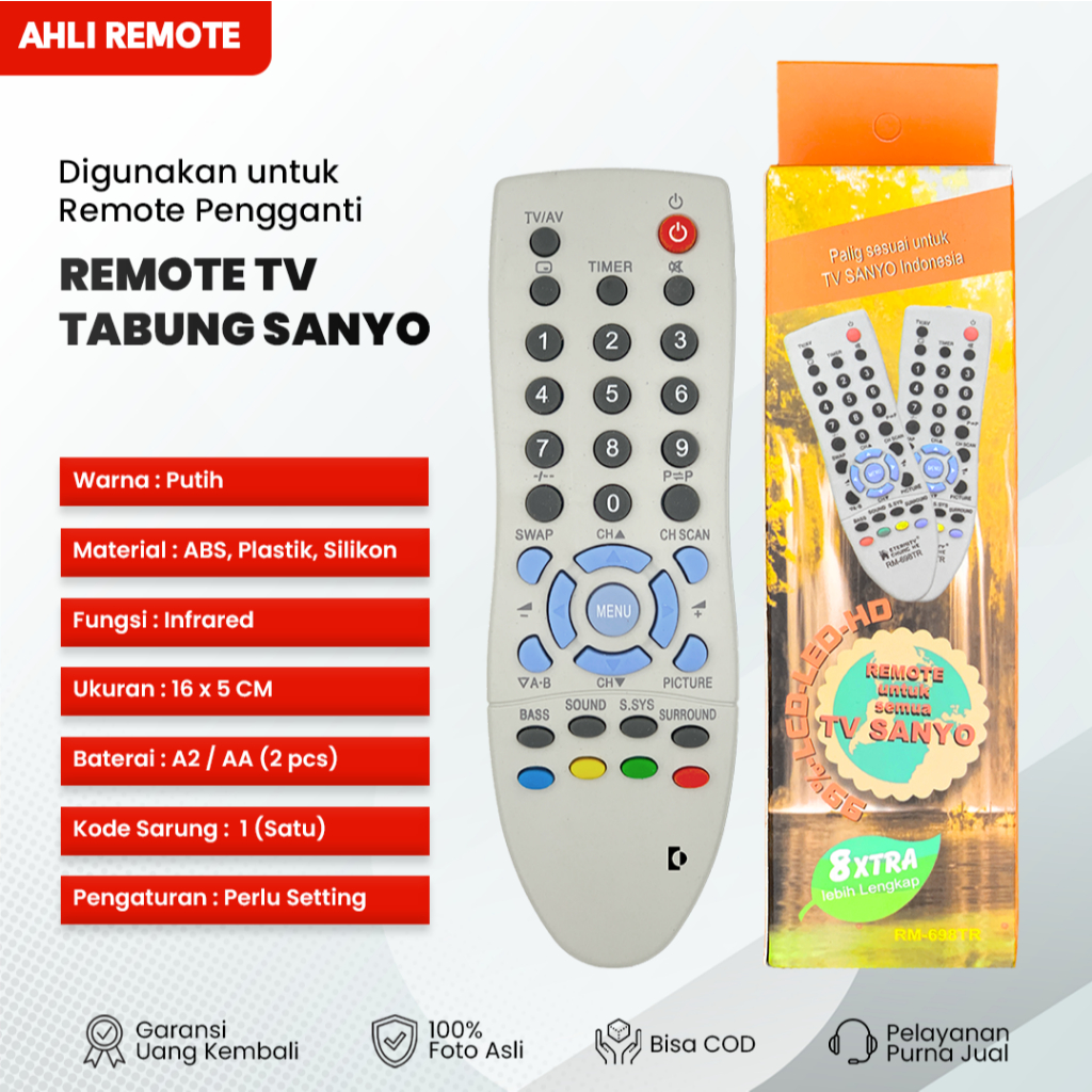 Remot TV Sanyo Tabung JXPSG / Remote TV Tabung Sanyo