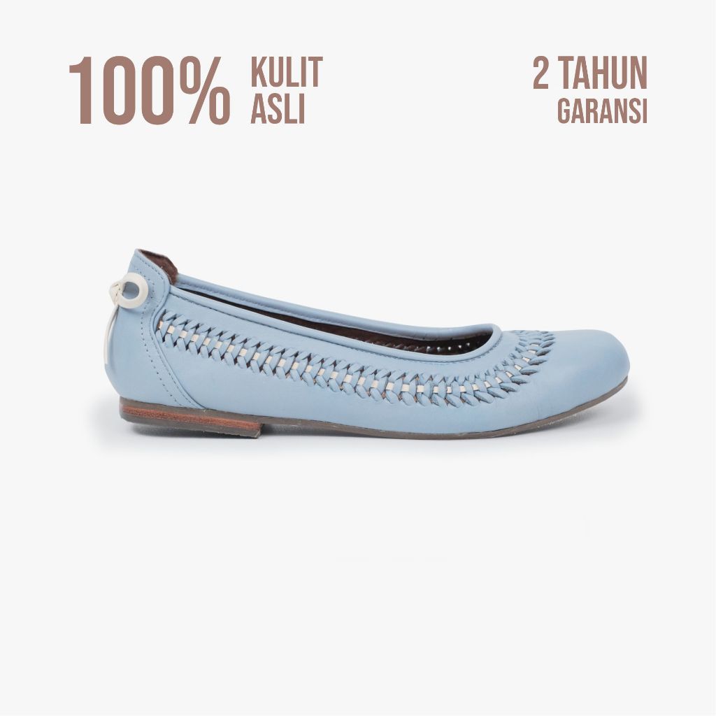 Sepatu Kulit Wanita - Zora Flat Baby Blue