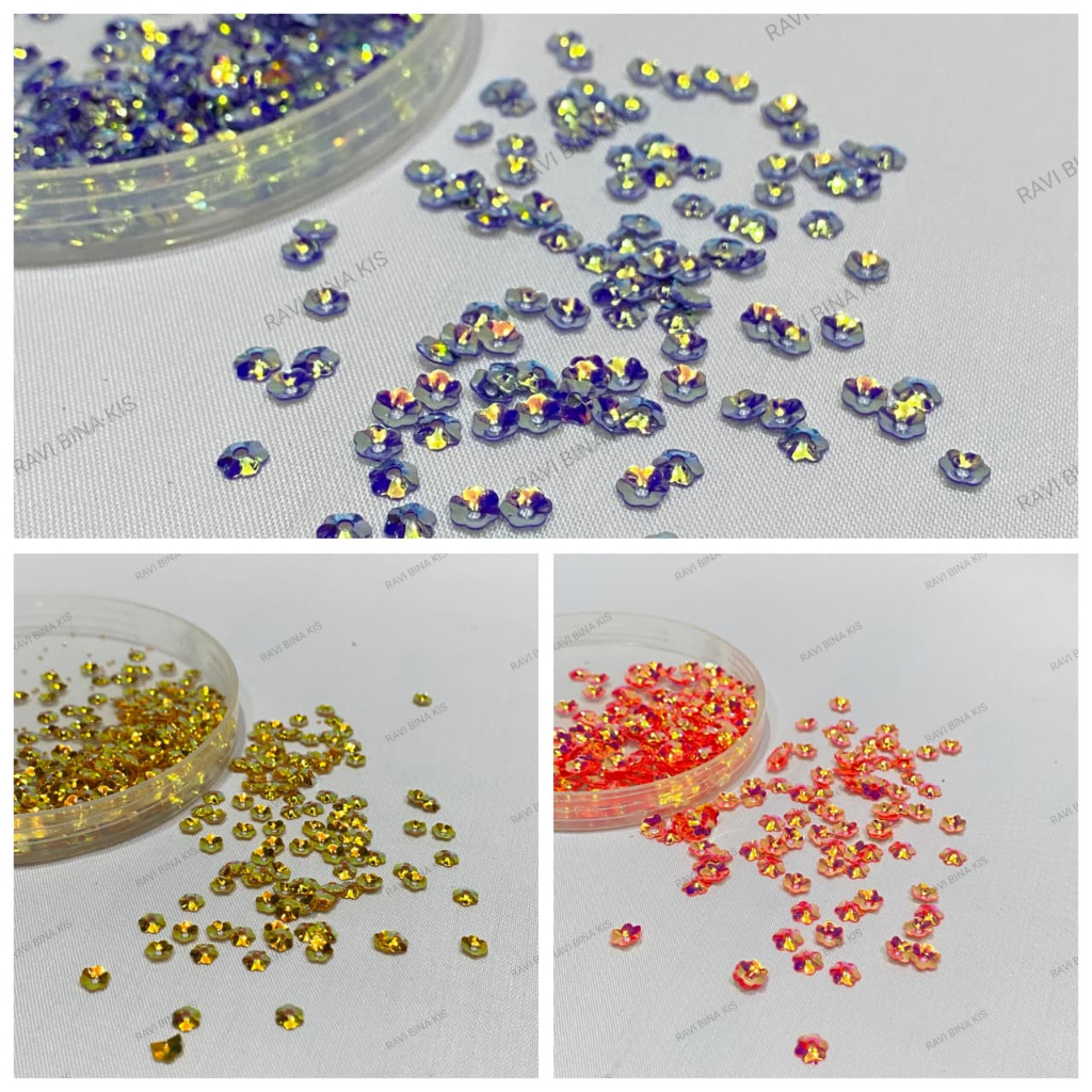 Payet Ramboci Piring bunga Mangkok 4mm Sequin Piringan
