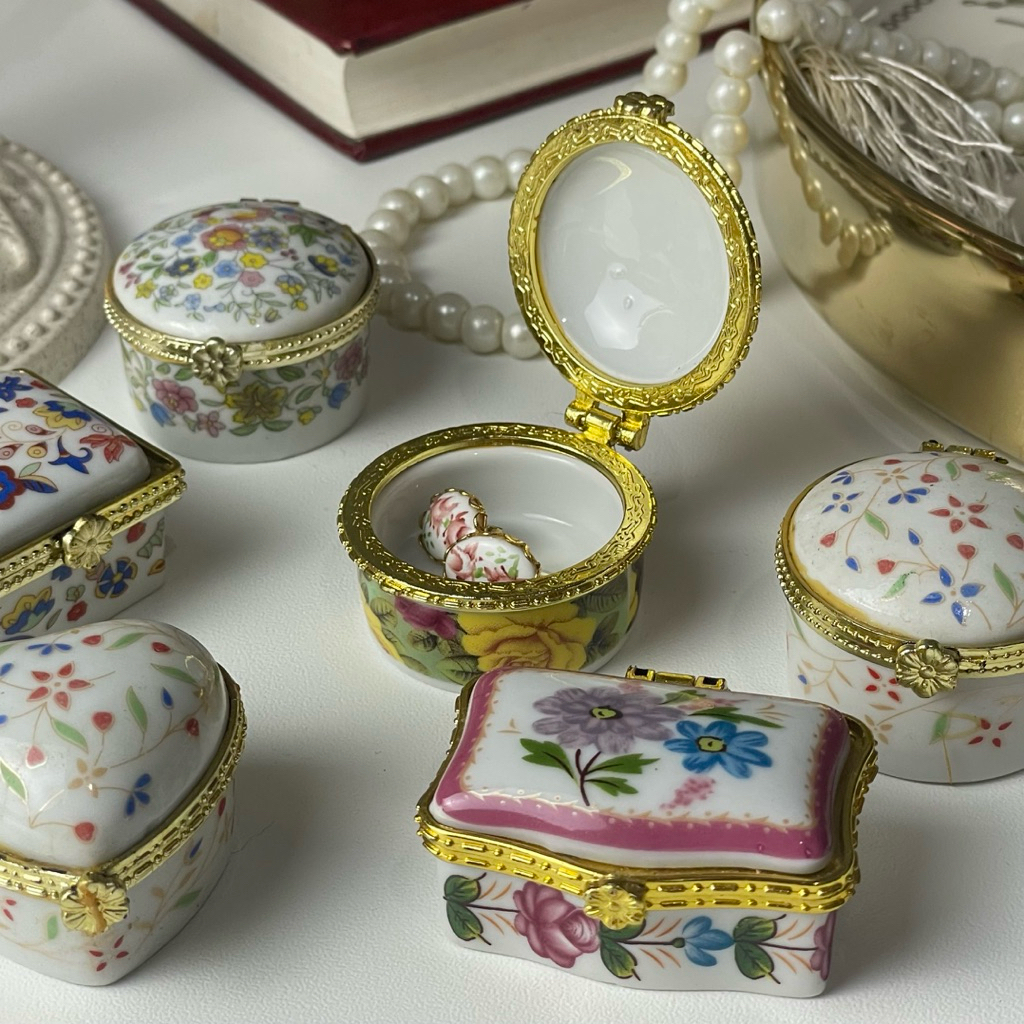 Trinket Box Vintage kotak aksesoris pajangan cantik keramik