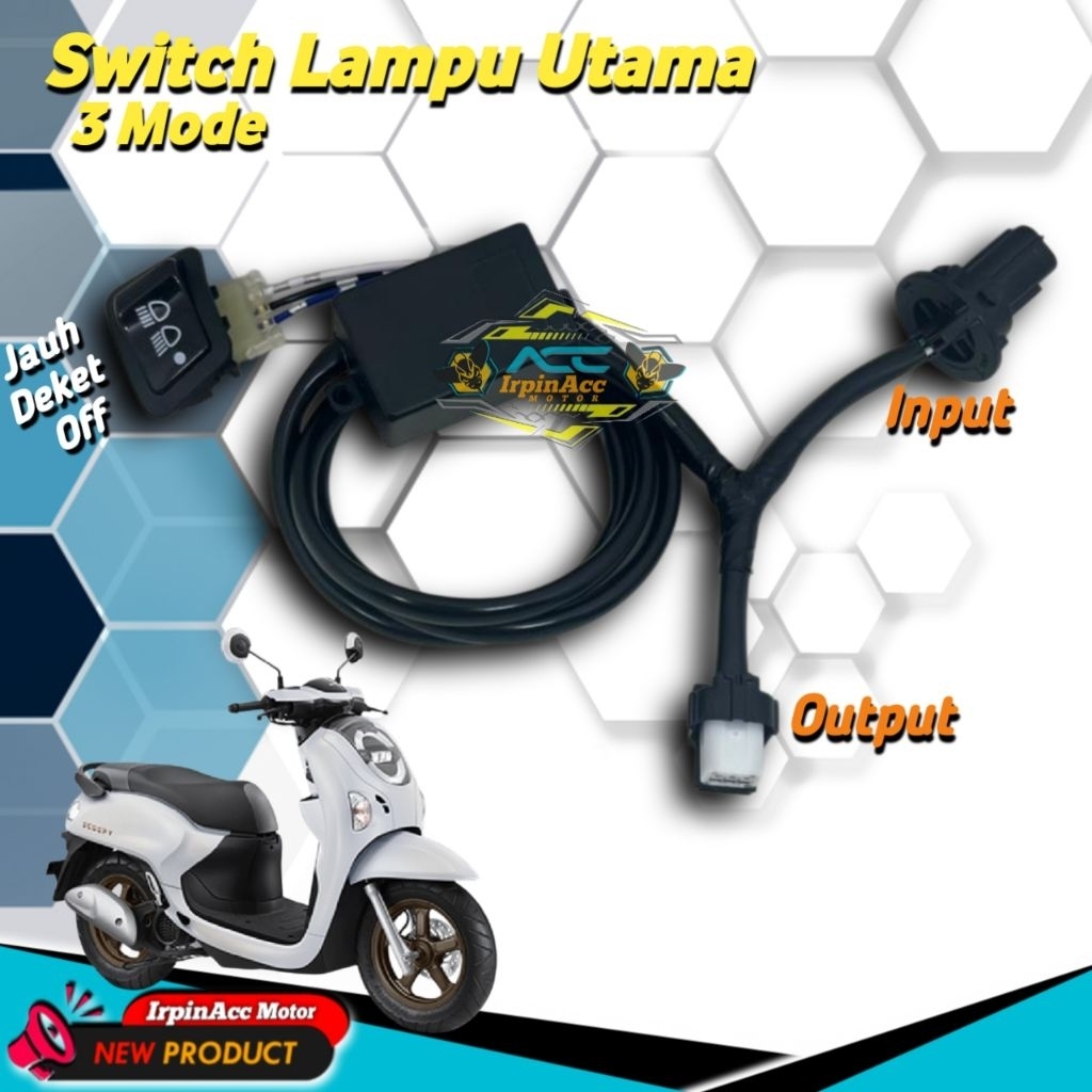 Saklar On Off Lampu Utama Scoopy 2025 Switch Saklar 3 mode Lampu Utama New Scoopy 2025 Pnp Tinggal C