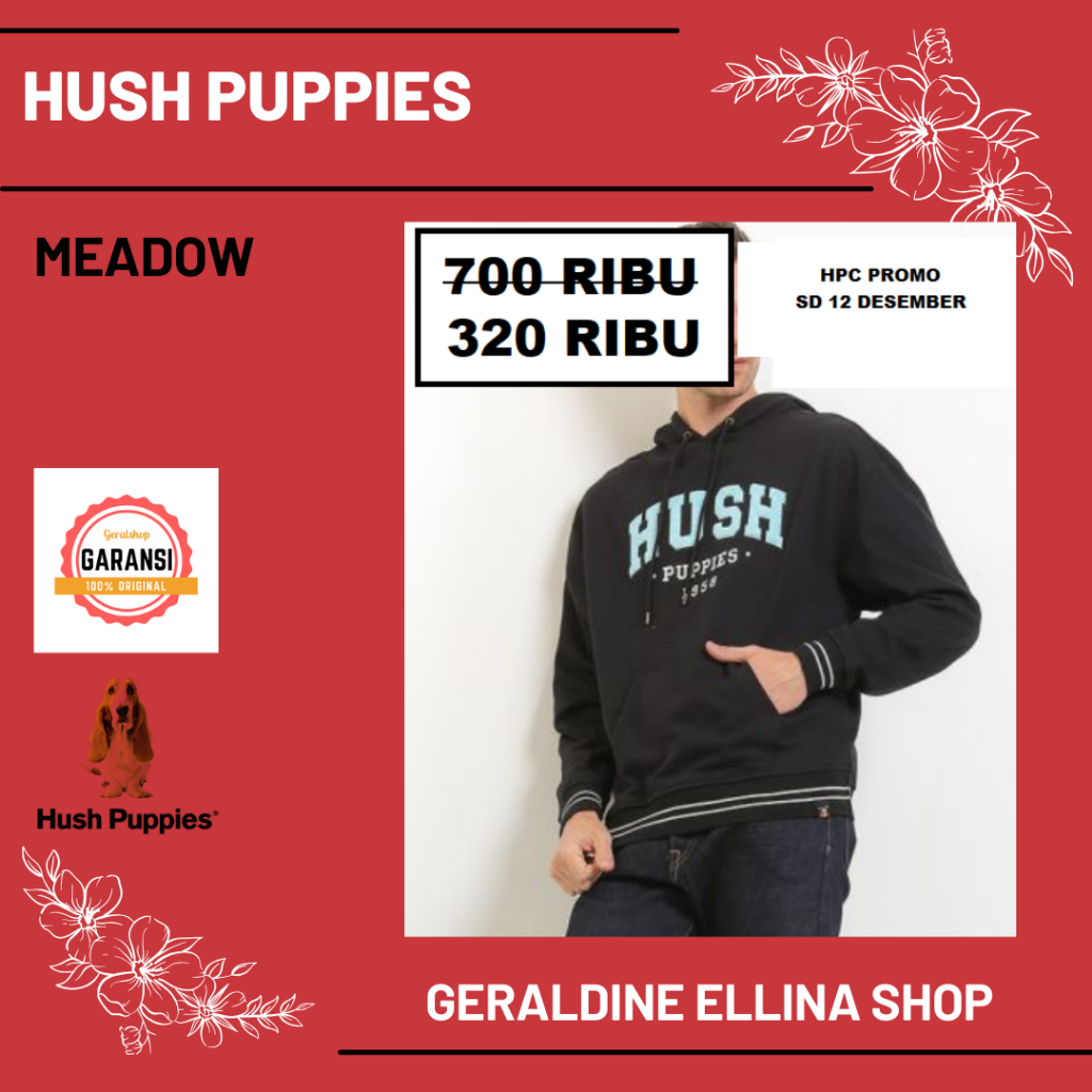Jacket hoodie Hush Puppies pria 100% original seri MEADOW