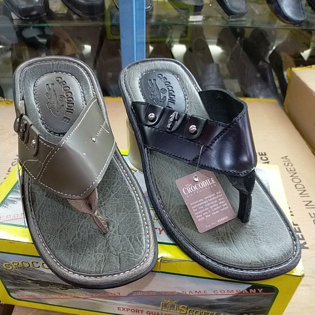 Sandal kulit asli Crocodile model jepit Murah SALE AKHIR Tahun