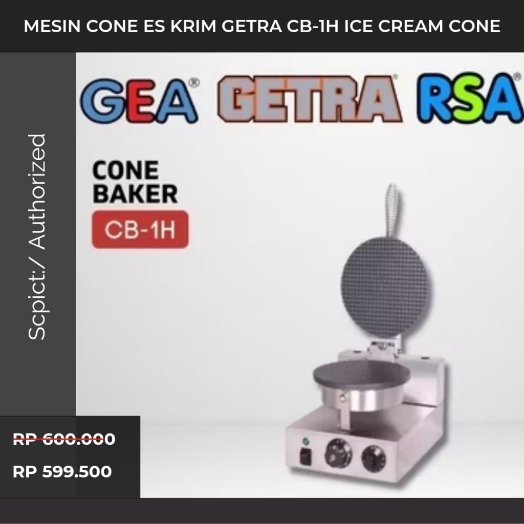 Promo MESIN CONE ES KRIM GETRA CB-1H PEMBUAT ICE CREAM CONE BAKER ORIGINAL