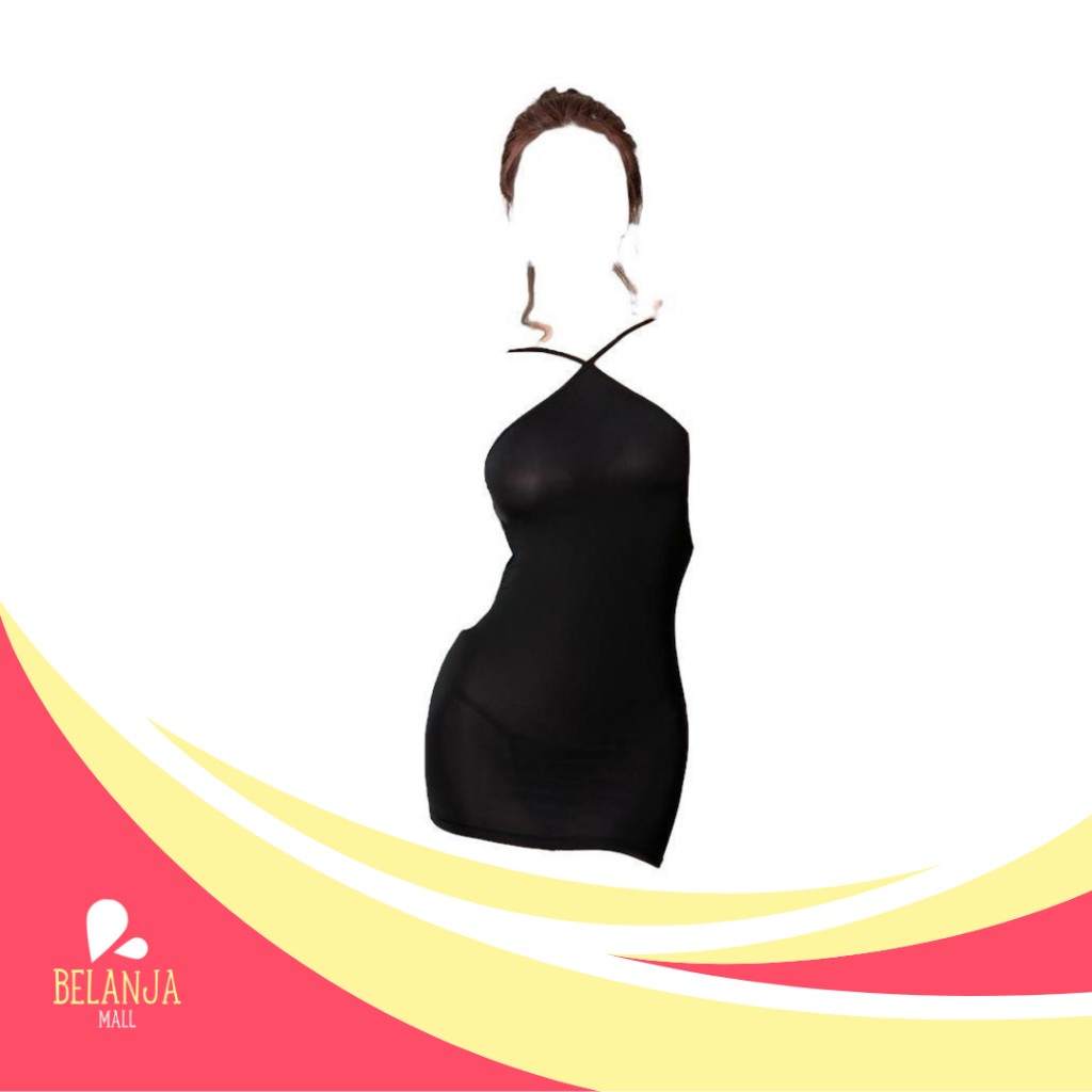 belanjamall Dress Gaun Lingerie Press Body Sexy Model Babydoll (Tanpa CD) Dengan Tali Silang Spaghet