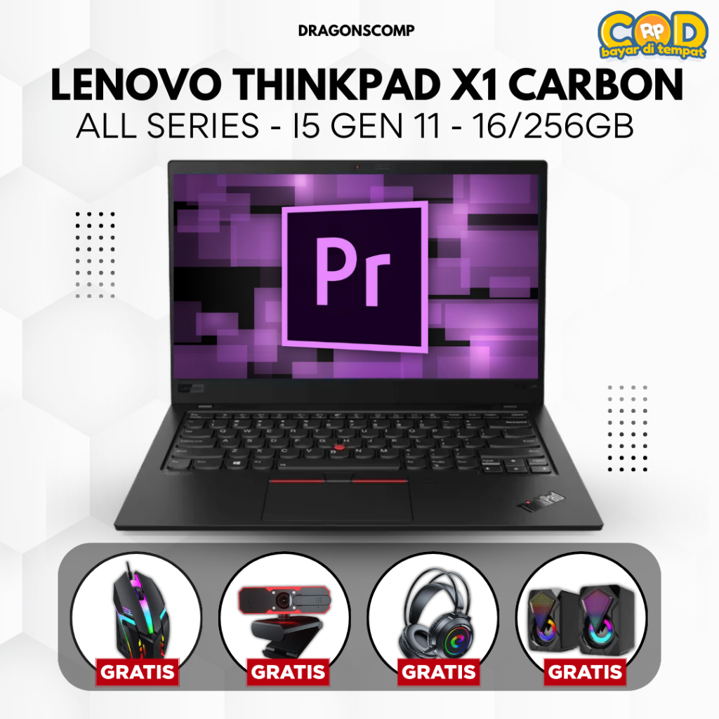 Laptop Lenovo Thinkpad X1 Carbon 3rd,4th,5th,6th,7th, Core i5 Gen 11 Ram 16/256GB - Laptop Murah Ber
