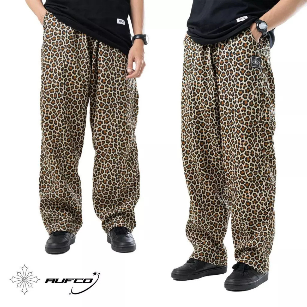 Celana Panjang Baggy Pants Pria Wanita Full Print | Leopard Fairy | Cream | UNBROKERS