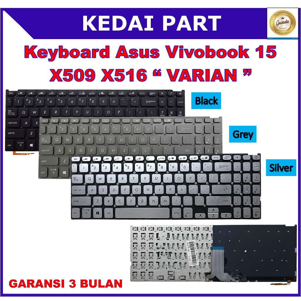 Keyboard Asus X509 A516 X516 A516J A516JA A516JAQ Silver Backlight Backlite