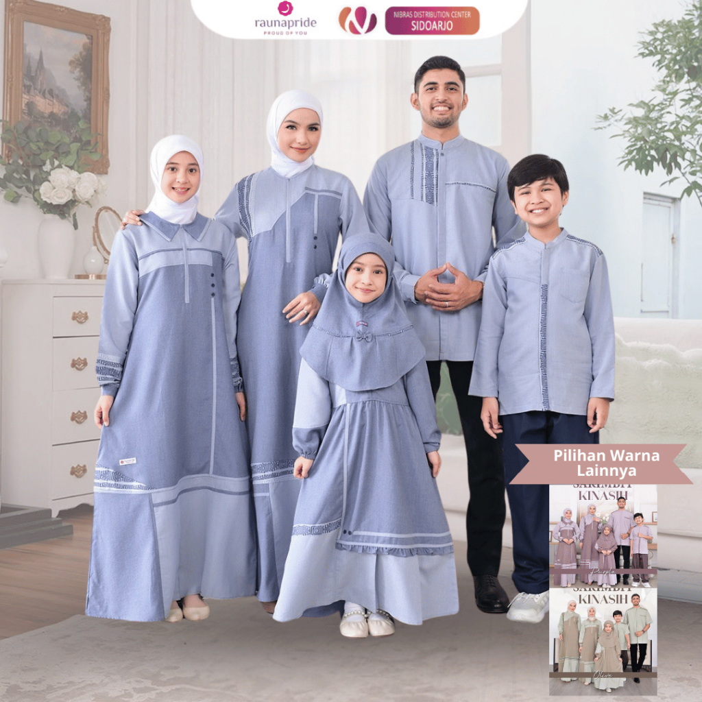 Ready Stok Seragam Keluarga Pesta Pernikahan Terbaru 2026 Sarimbit Rauna Pride Kinasih Denim & Olive