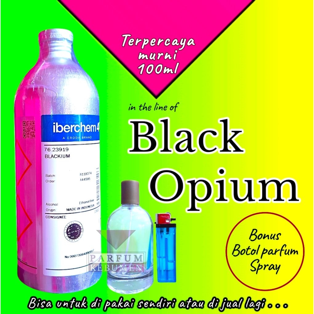 100ml bibit parfum murni BLACKIUM iberchem , bonus botol parfum spray , wangi awet tahan lama lembut