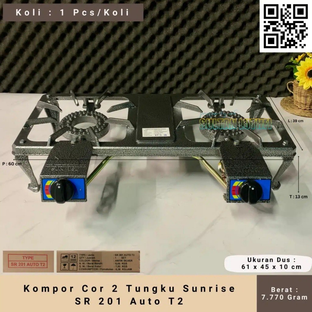 Kompor Cor 2 Tungku Sunrise SR 201 Auto T2