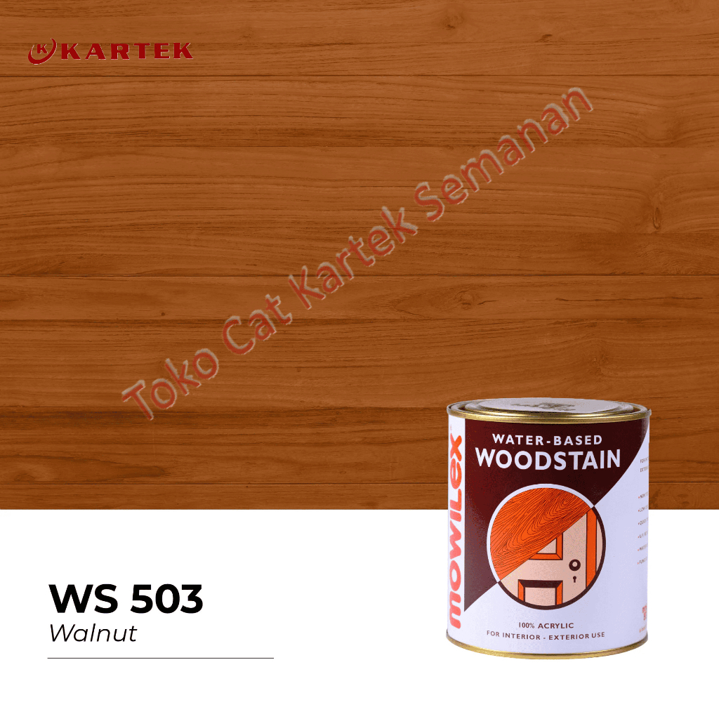 Mowilex Waterbased Woodstain Cat Pernis Politur Kayu Eksterior Interior WS 503 WALNUT 1L 1KG