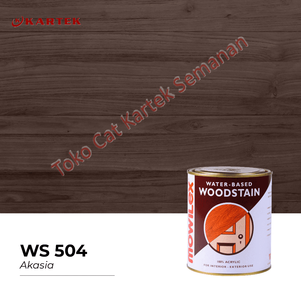 Mowilex Waterbased Woodstain Cat Pernis Politur Kayu Eksterior Interior WS 504 AKASIA 1L 1KG