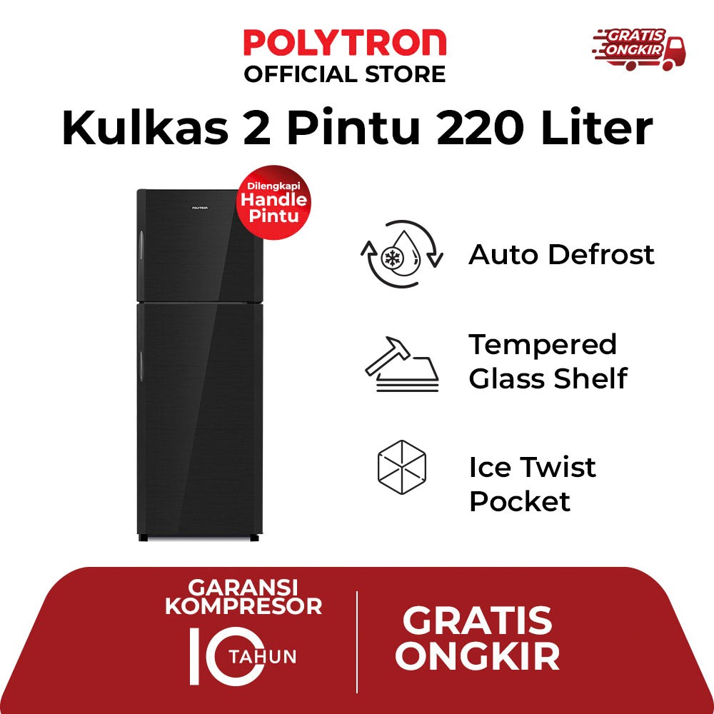 POLYTRON Kulkas 2 Pintu Belleza 220 liter PRM 23DMY