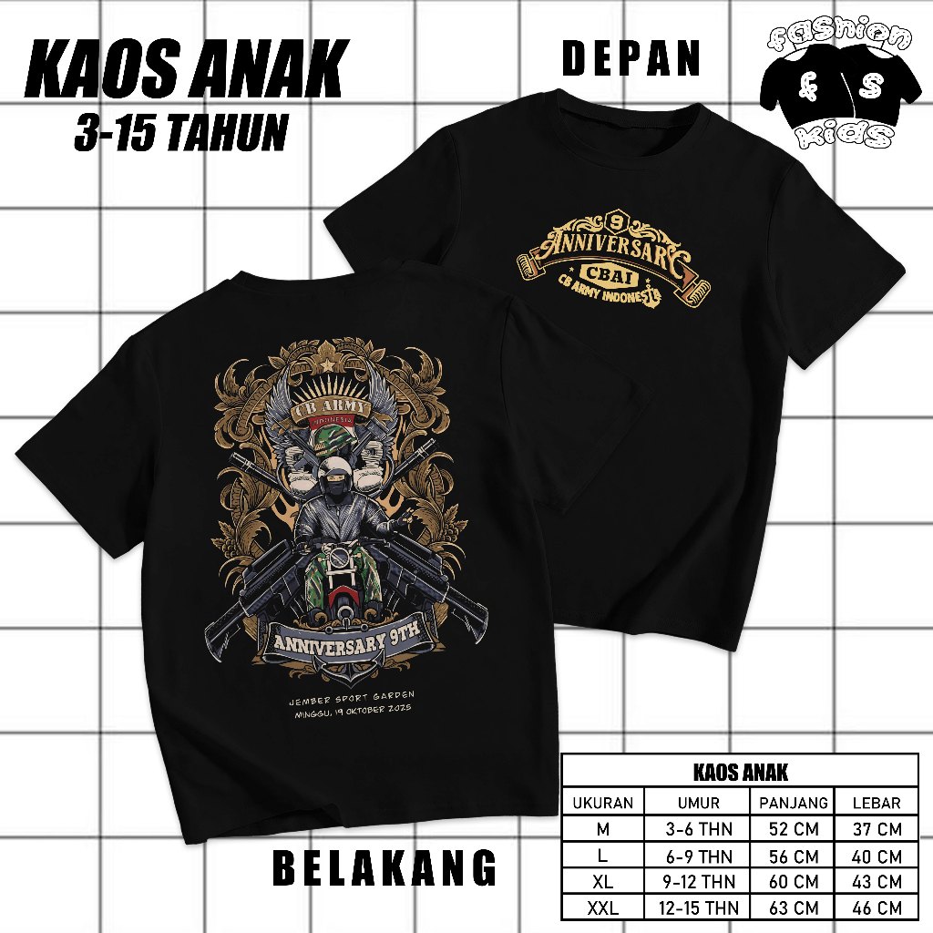 KAOS Anak Anniv 9th CB Army & CB RPM Jember T-Shirt Anniv 9th CB Army & CB RPM Jember