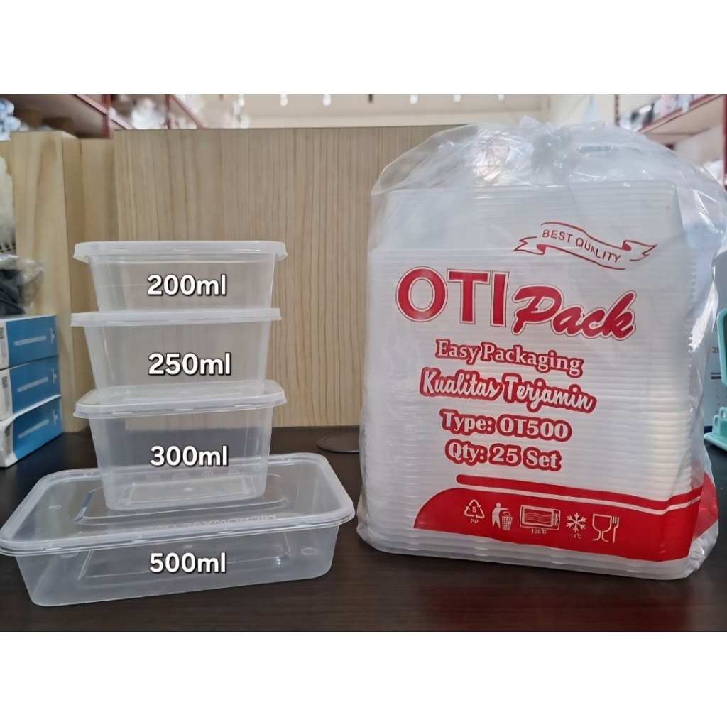 Thinwall rect persegi panjang otipack 200ml, 250ml, 300ml, dan 500ml isi 25 set