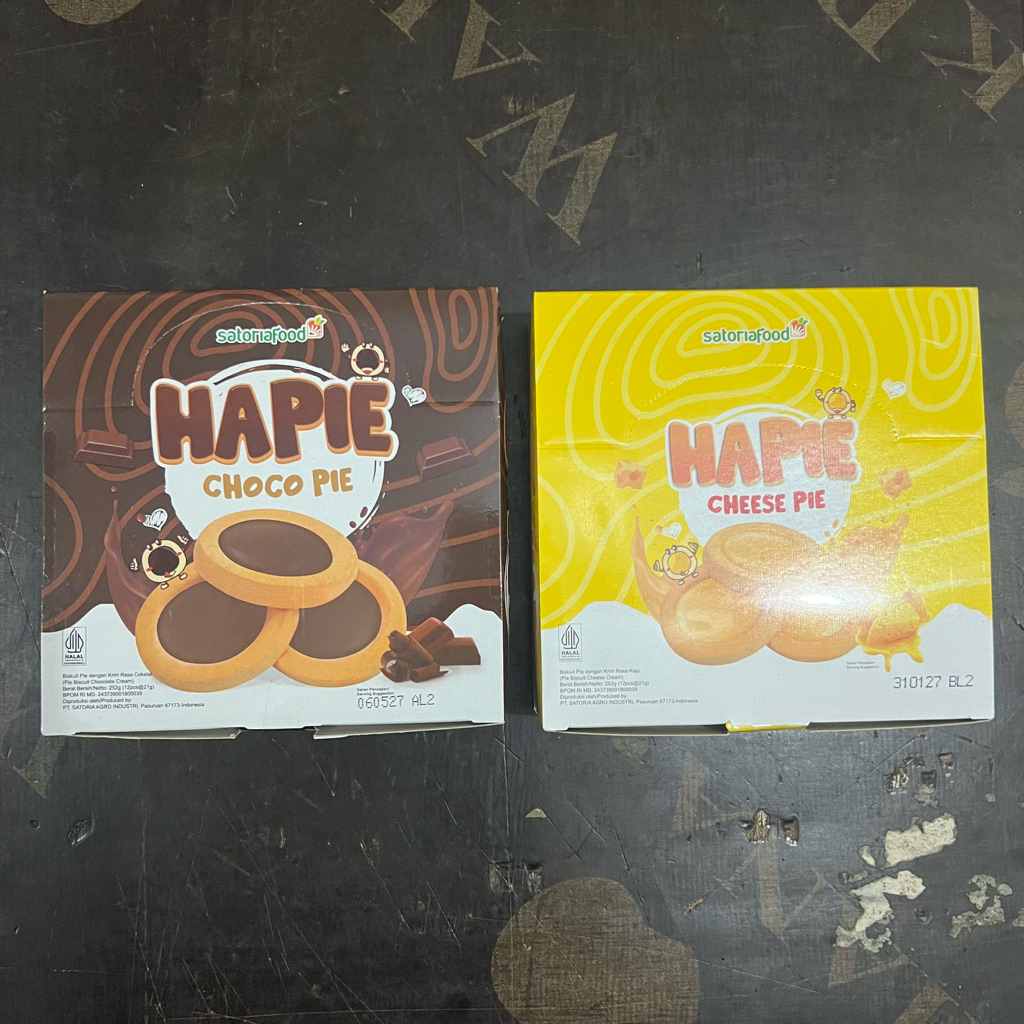 Biskuit Hapie CHOCO PIE / CHEESE PIE 1 Pak Box 12 Pcs - Chocolate Coklat Cokelat Keju