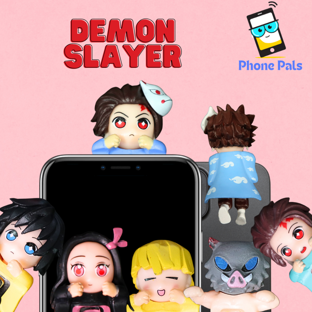 Phone Hippers Demon Slayer Series – Boneka Hipper Lucu untuk HP & Laptop – Cute Peeking Doll Miniatu