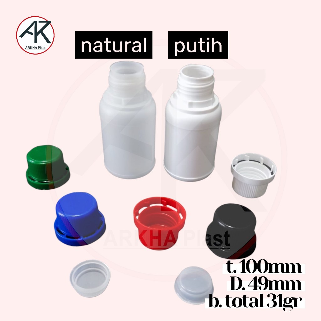 BOTOL LABOR 100ml AGRO 100 cc PLASTIK HD KIMIA BULAT PUTIH DOFF TUTUP SEGELSUMBAT