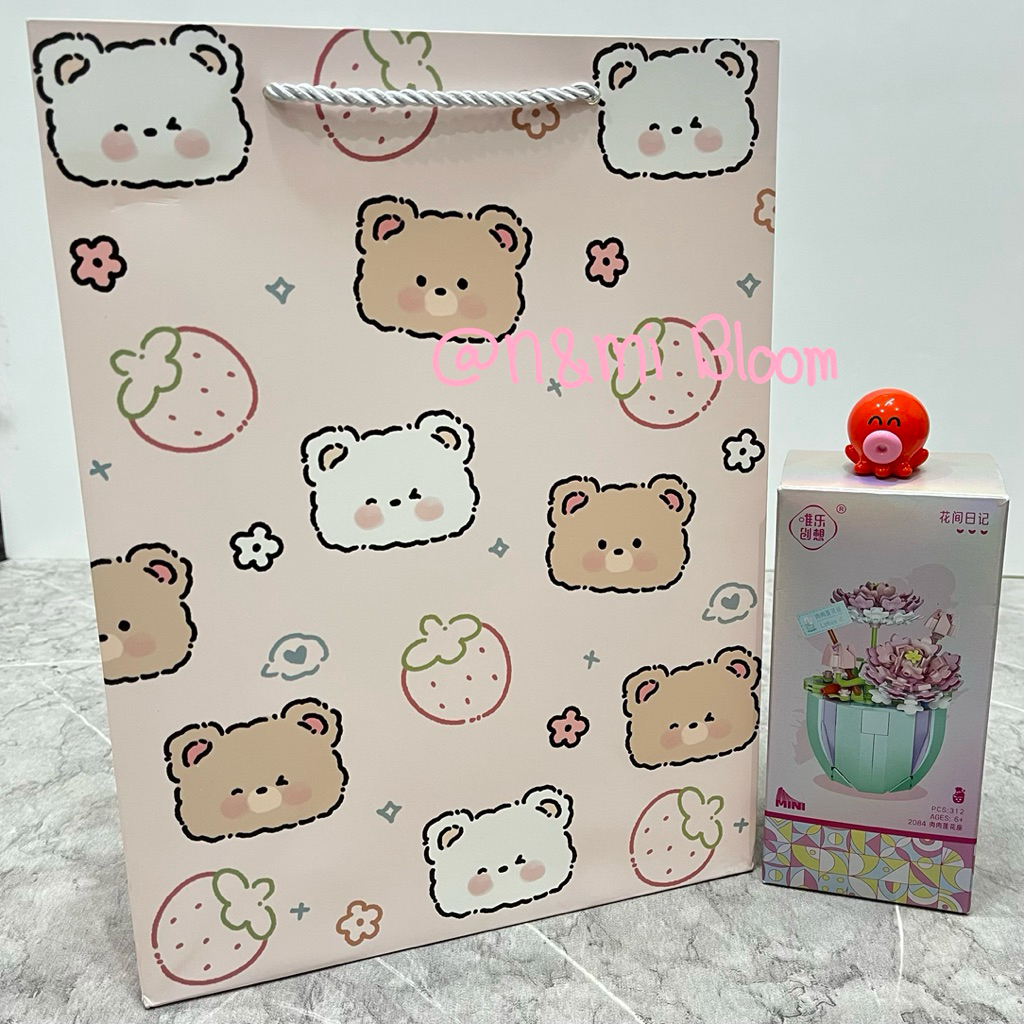 Paper Bag Tebal / Paper Bag Beruang / Tas Jinjing Unik / Tas Kado Menarik / Tas Kertas Cewek