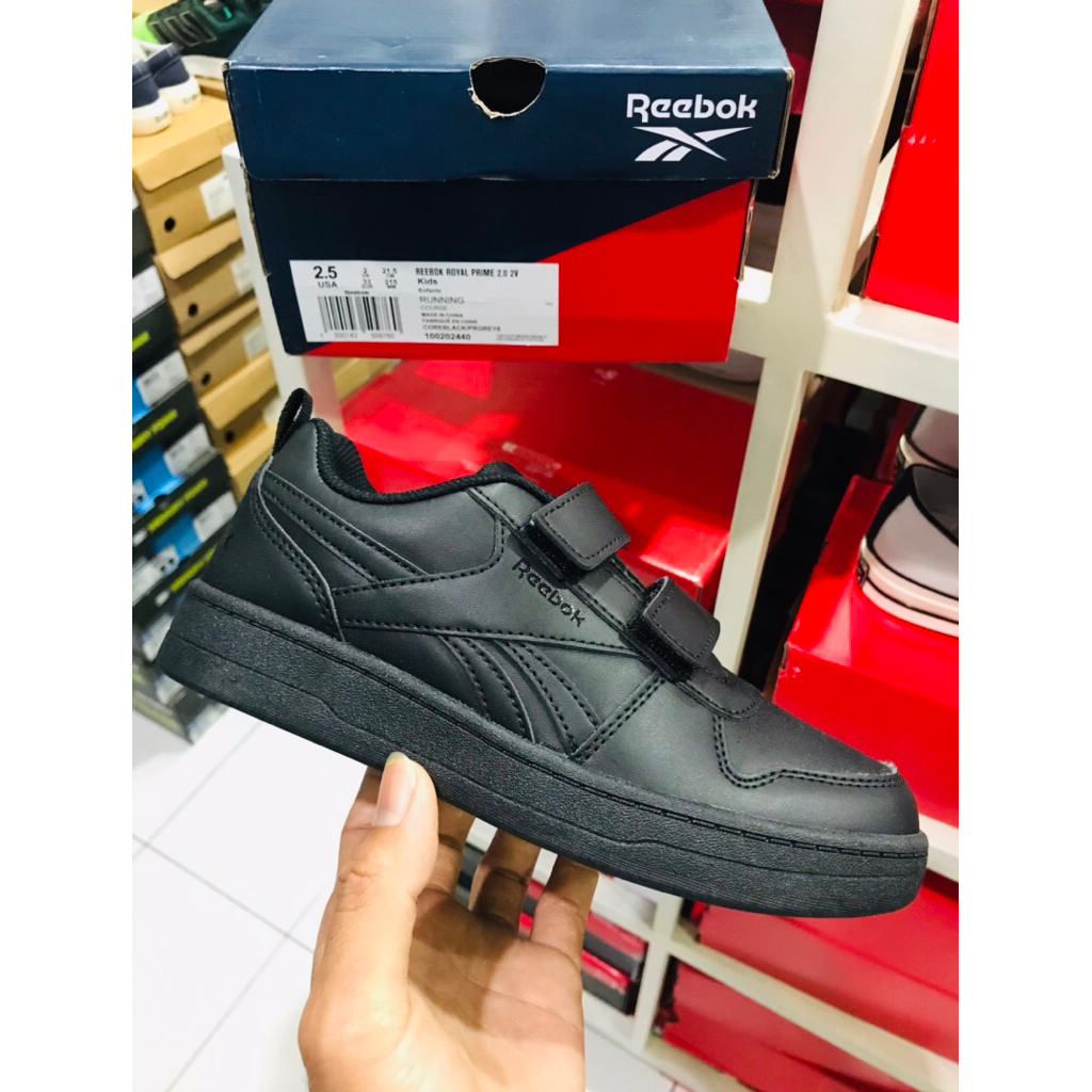 BIG SALE REEBOK PRIME JR [100202440] ORIGINAL SEPATU ANAK/KIDS/HITAM FULL BLACK /SEKOLAH/SNEAKERS