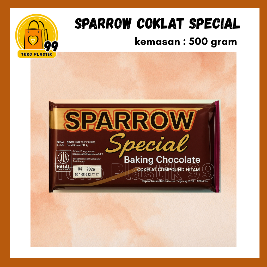 (500 Gram ) Coklat SPARROW Special  Coklat Compound Hitam 500 gram / Coklat Batang SPARROW Special B