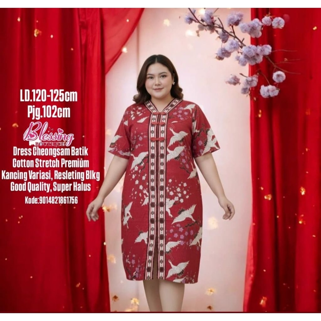 Dress batik Cheongsam Shanghai dress batik Imlek pesta mewah