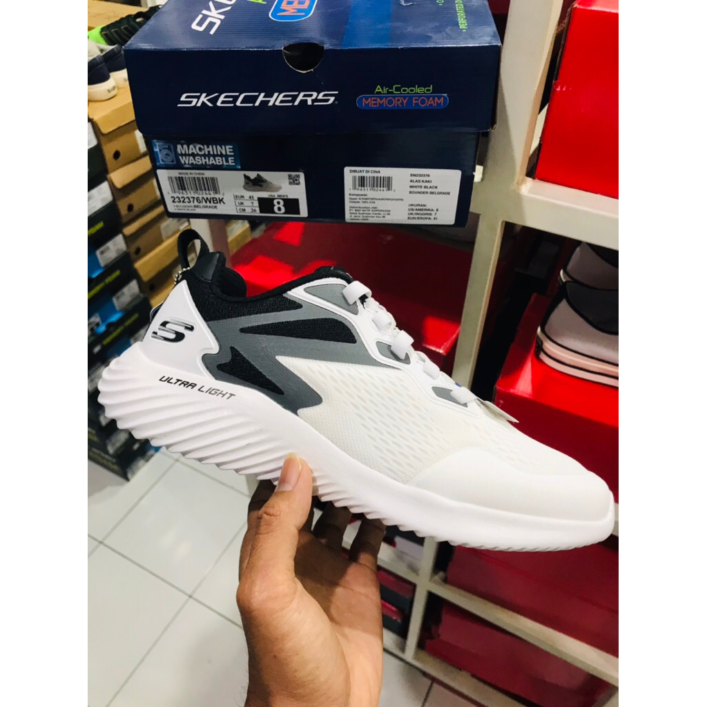 BIG SALE SKECHERS BELGRADE PUTIH [232376] ORIGINAL SEPATU PRIA/RUNNING/LARI/SNEAKERS