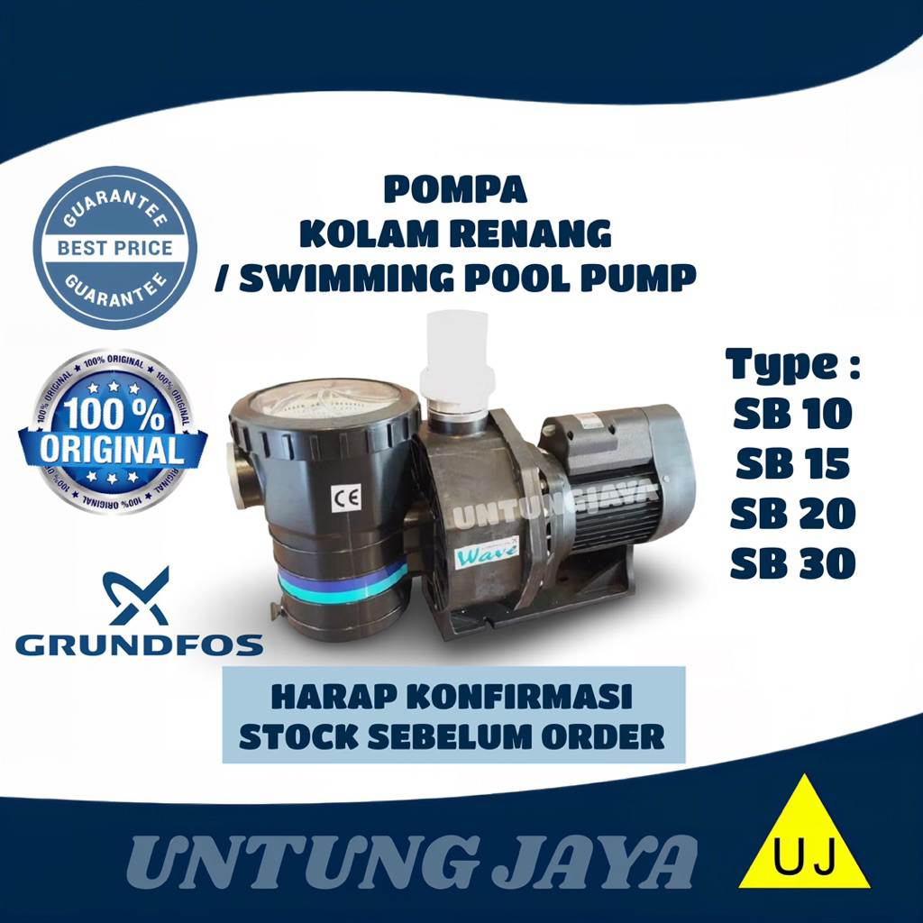 POMPA KOLAM RENANG GRUNDFOS WAVE SB 30 3 HP 1 PHASE // SWIMMING POOL PUMP GRUNDFOS WAVE SB-30 3HP 1P