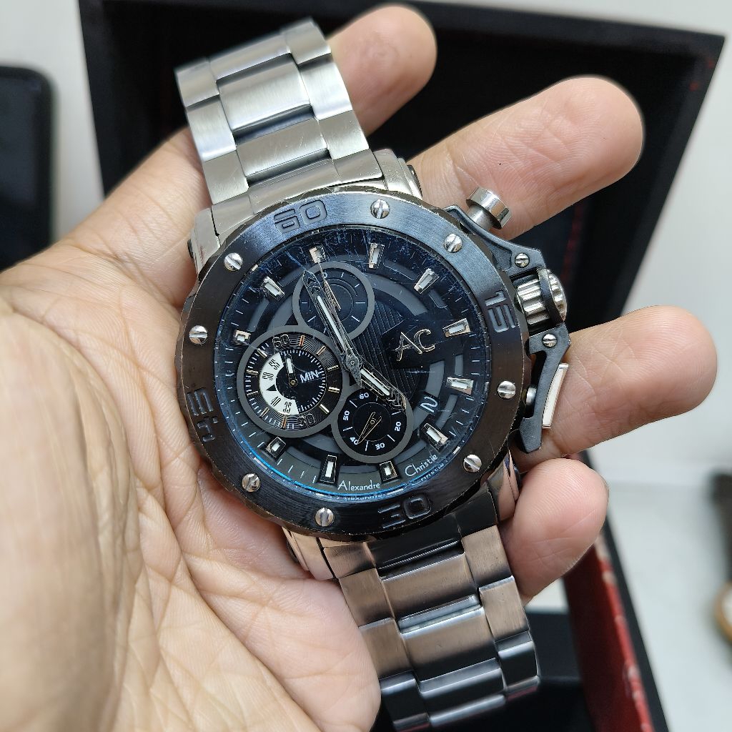 Alexandre Christie Second Tipe 9205MC Silver Hitam