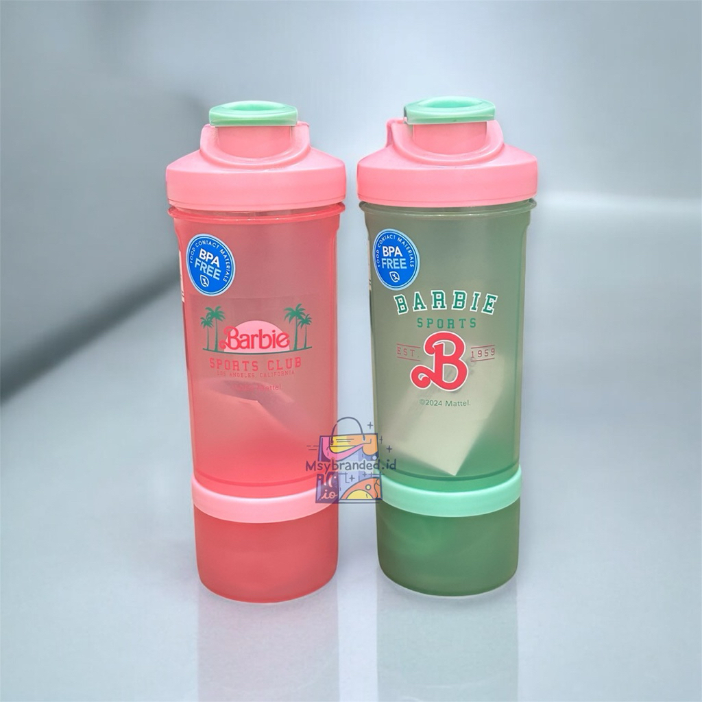 Miniso X Barbie 650mL Botol Minum Shaker Bottle Gym Botol Minum Flip Tumbler Polos Shaker Water Bott