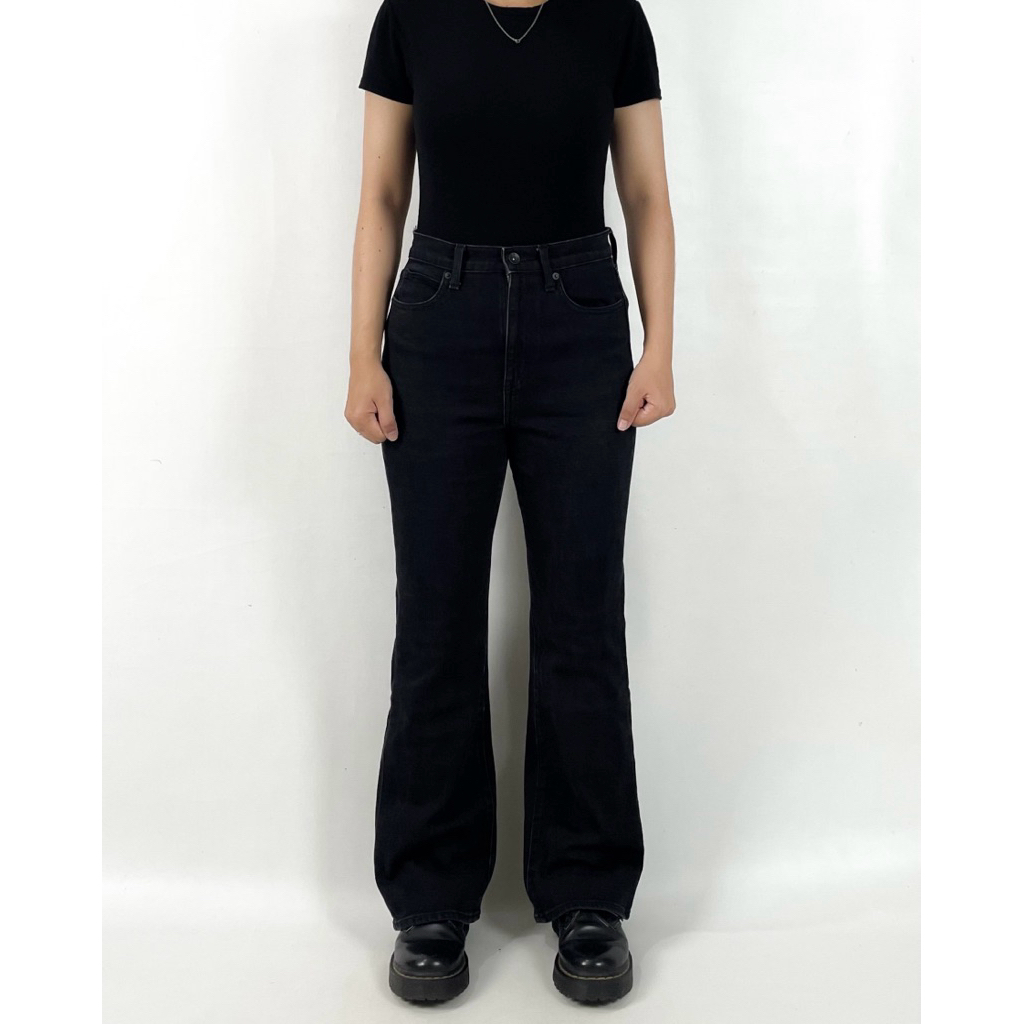 CELANA JEANS PANJANG PRIA I3 UNQL FLARE JEANS BLACK