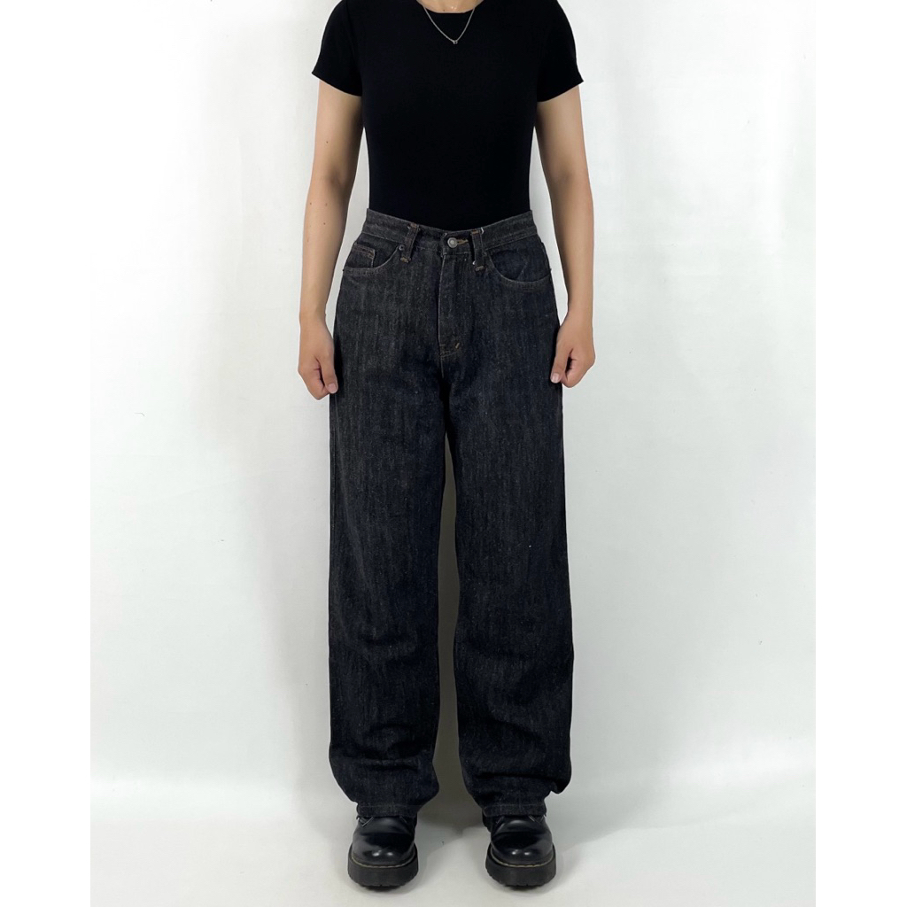 CELANA JEANS PANJANG PRIA I6 OTHERFIT BAGGY JEANS BLACK STRAIGHT FIT