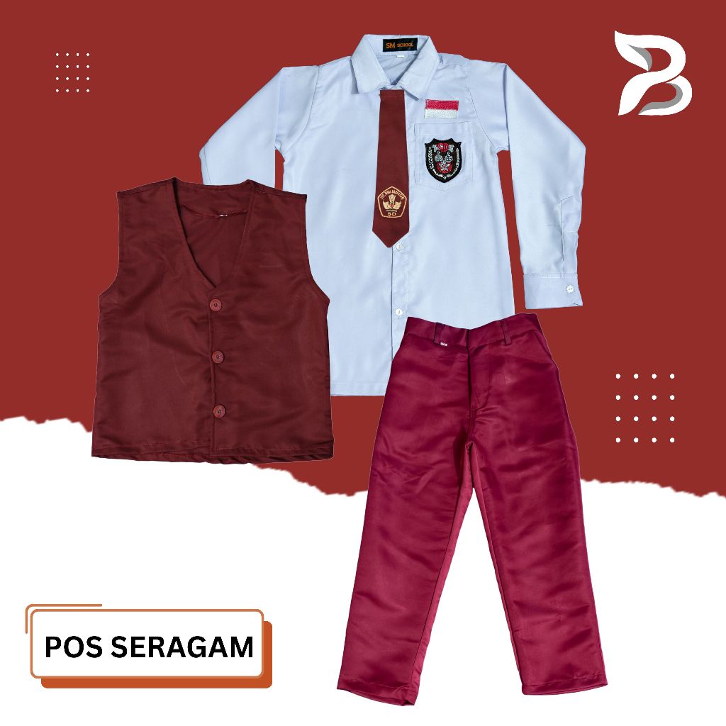 Setelan Seragam Laki-Laki Osis SD Lengkap Lengan Panjang Premium